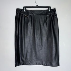 Calvin Klein black leather pencil skirt | 10